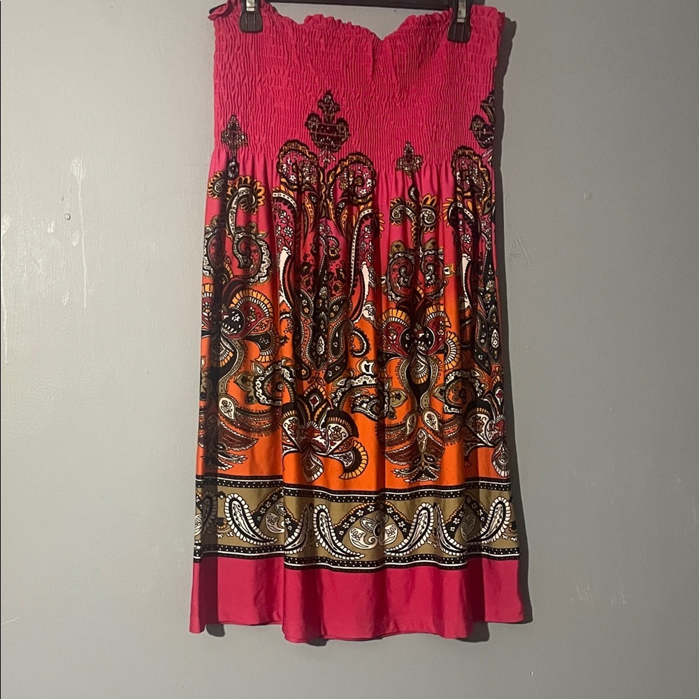 3/$15. BONGO Pink and Orange Paisley A-Line Skirt